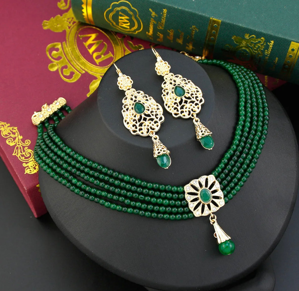 Morocco stunning bridal set of choker necklace and earrings set
