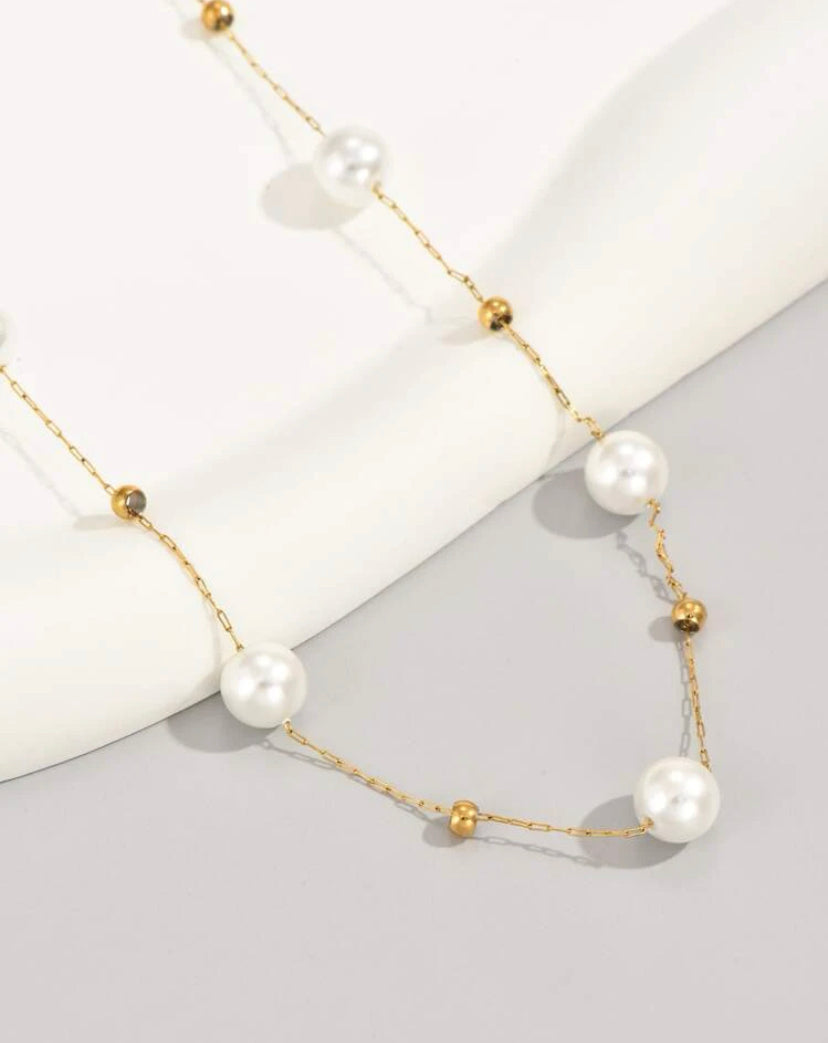 14k gold plated freshwater pearl necklace