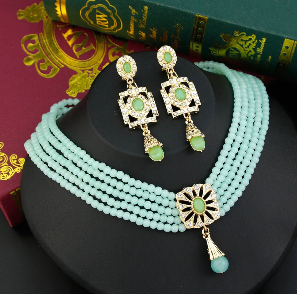 Morocco stunning bridal set of choker necklace and earrings set