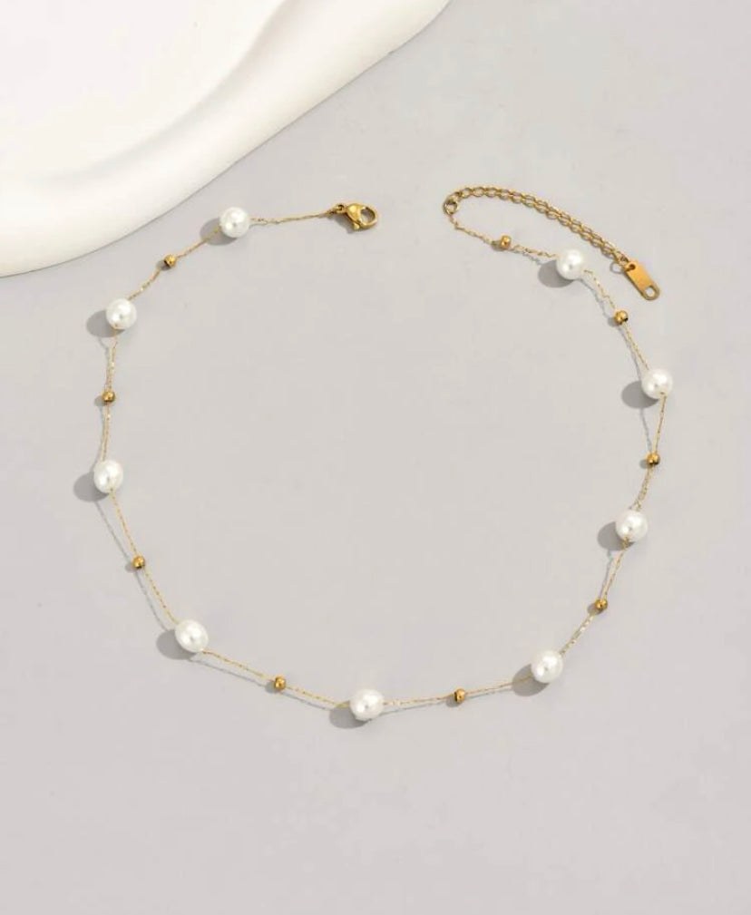 14k gold plated freshwater pearl necklace