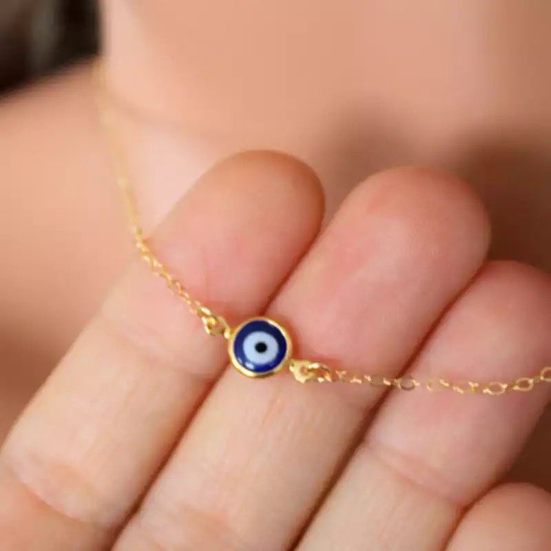 Simple Evil Eye thin Pendent women Jewelry necklace