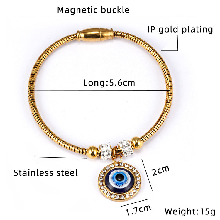 Simple Evil Eye Diamond Titanium Steel Bracelet