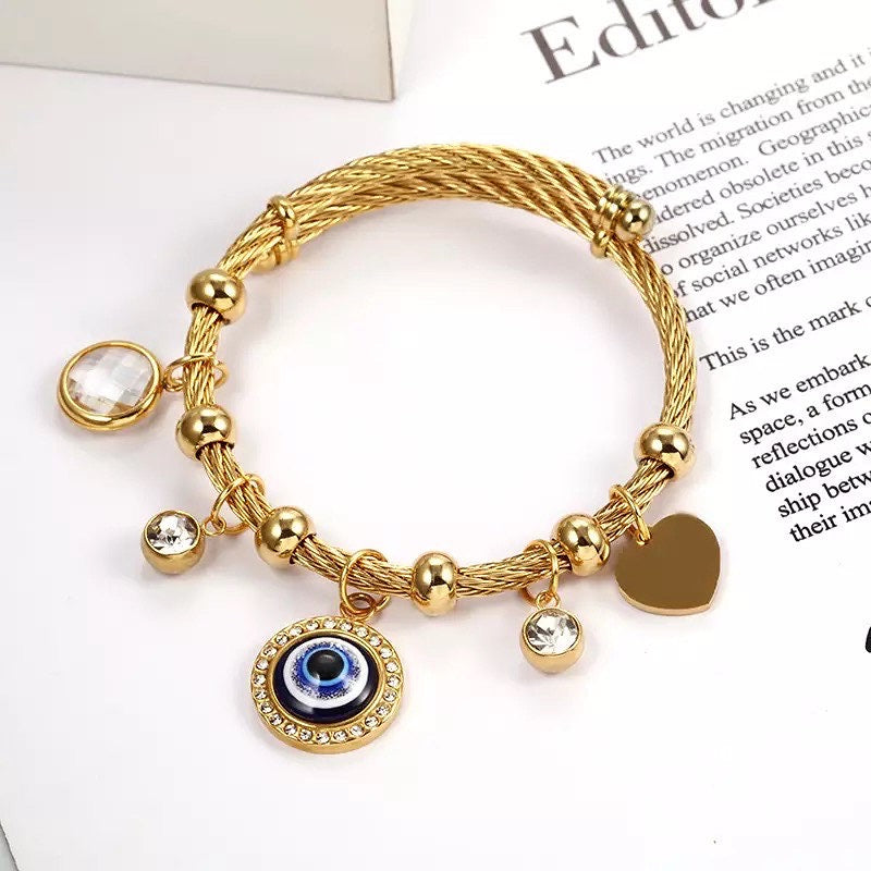 Lucky evil eye bracelet with gold plated