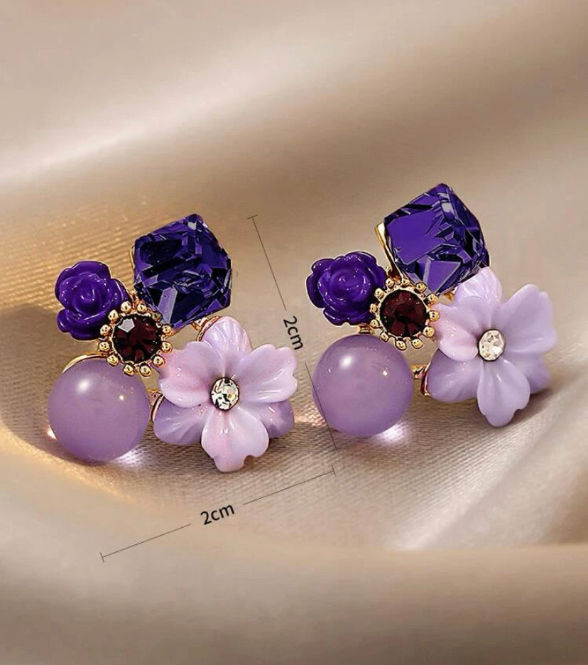 Best purple flower decor earrings