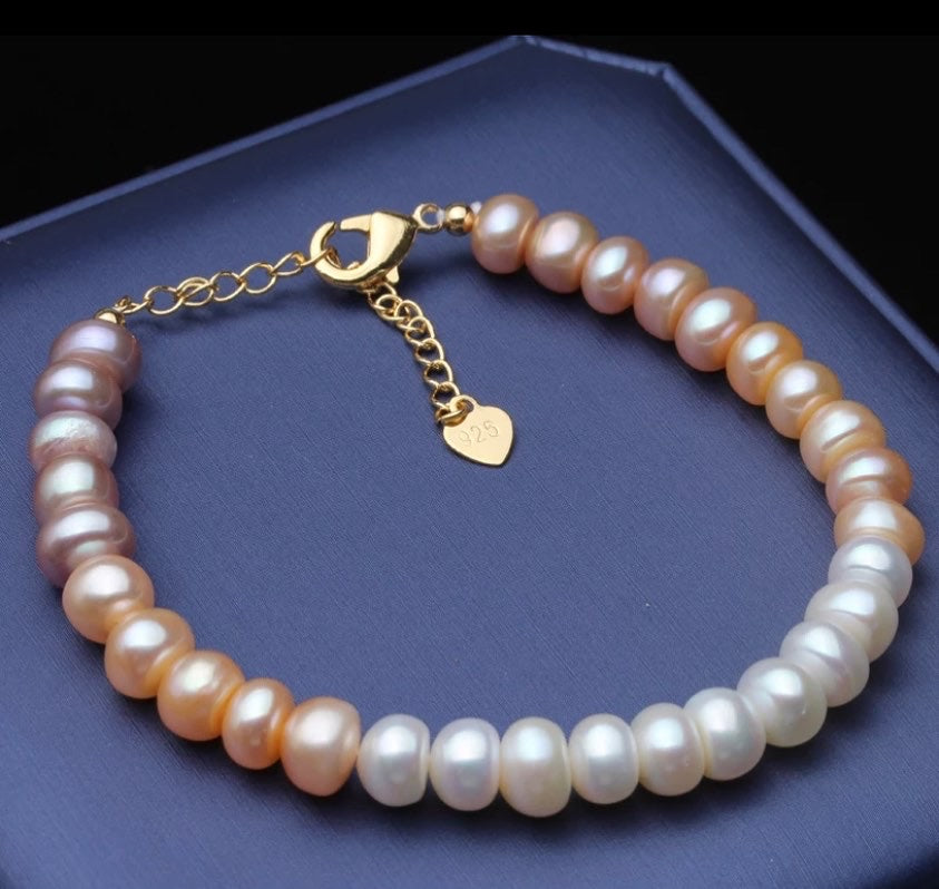 100% real freshwater multi color pearl bracelets.