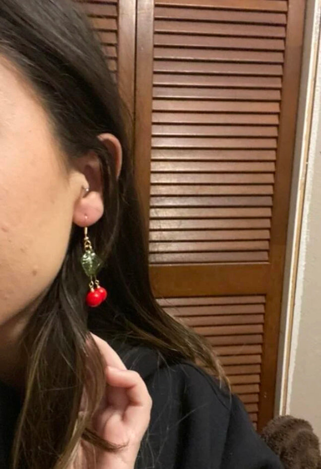 Beautiful ceila red cherry drop earrings