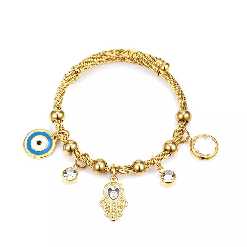 Lucky evil eye bracelet with gold plated