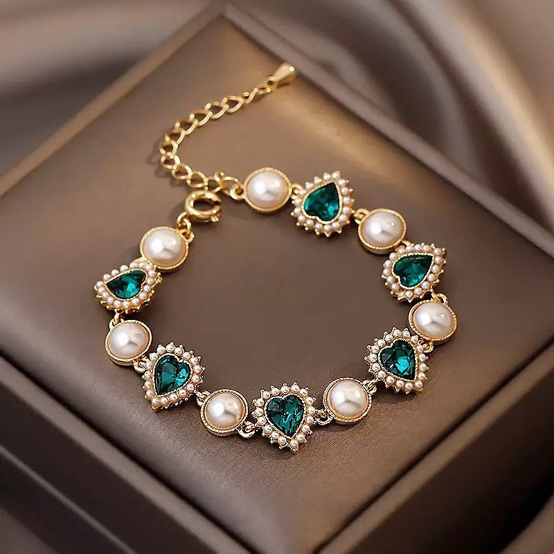 Vintage classics green crystal Bracelet