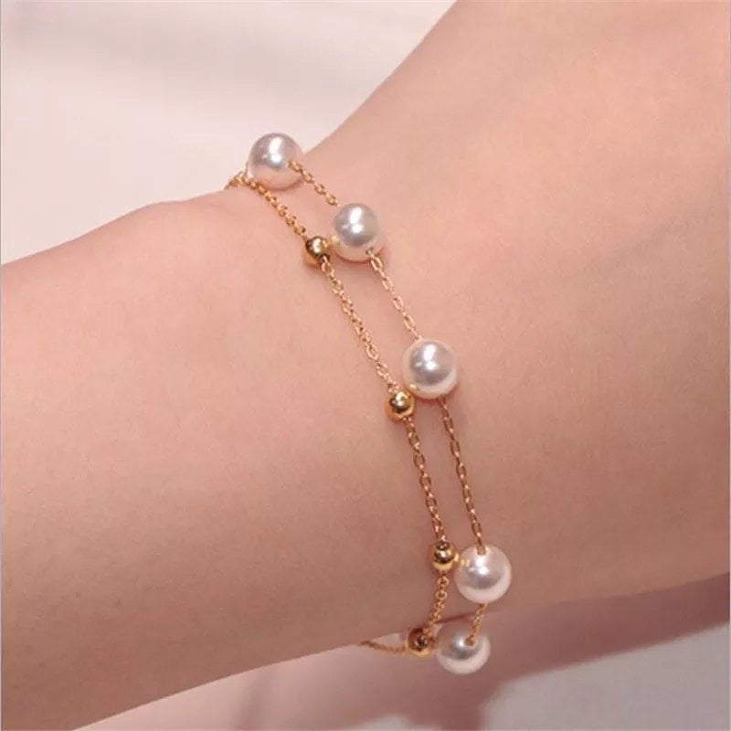 White pearl bracelets for women