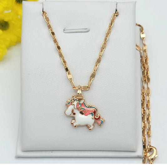 18K Gold Plated Unicorn Necklace Girls Women Fashion Jewelry