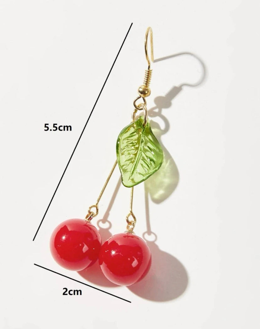 Beautiful ceila red cherry drop earrings