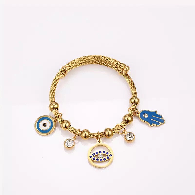 Lucky evil eye bracelet with gold plated