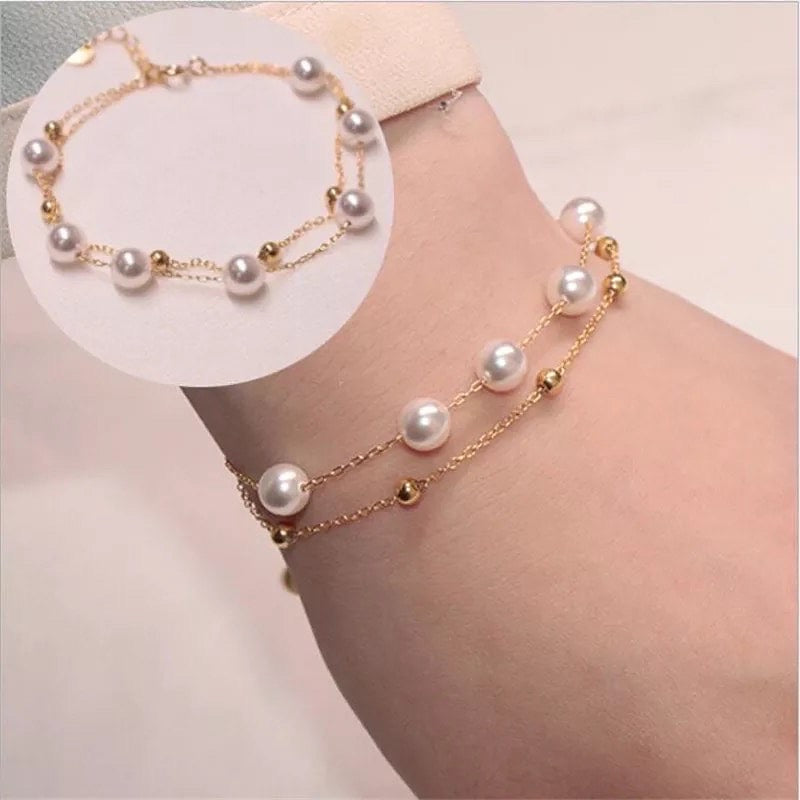 White pearl bracelets for women