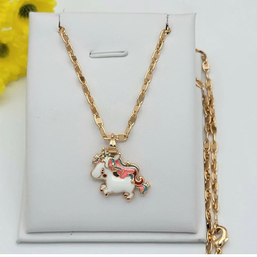 18K Gold Plated Unicorn Necklace Girls Women Fashion Jewelry