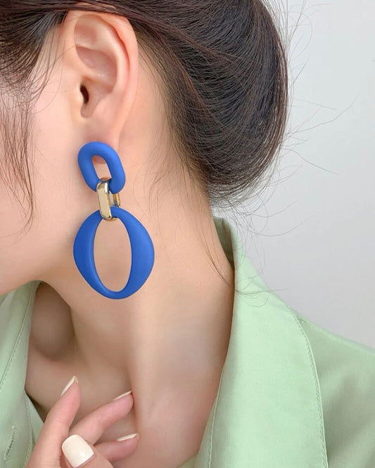 Beautiful blue geometric drop earrings