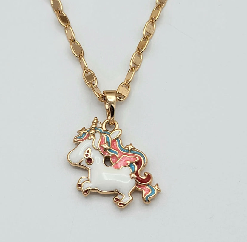 18K Gold Plated Unicorn Necklace Girls Women Fashion Jewelry