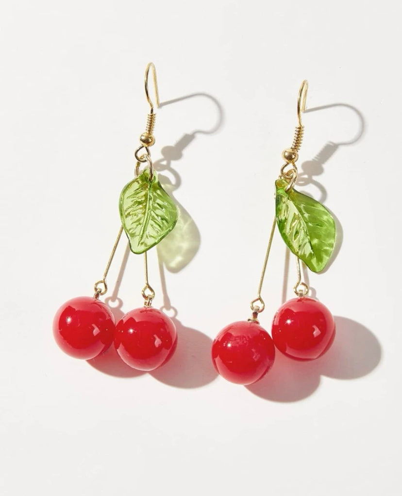 Beautiful ceila red cherry drop earrings