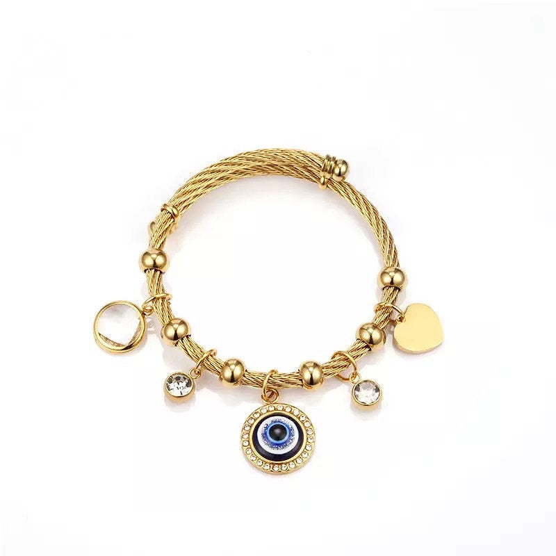 Lucky evil eye bracelet with gold plated