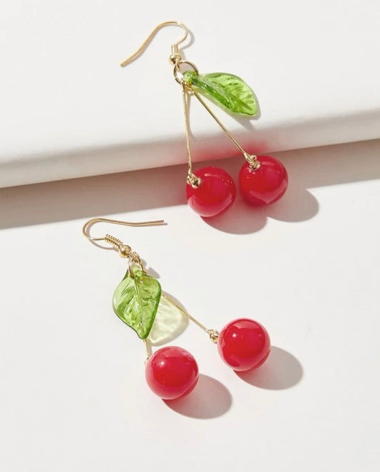 Beautiful ceila red cherry drop earrings