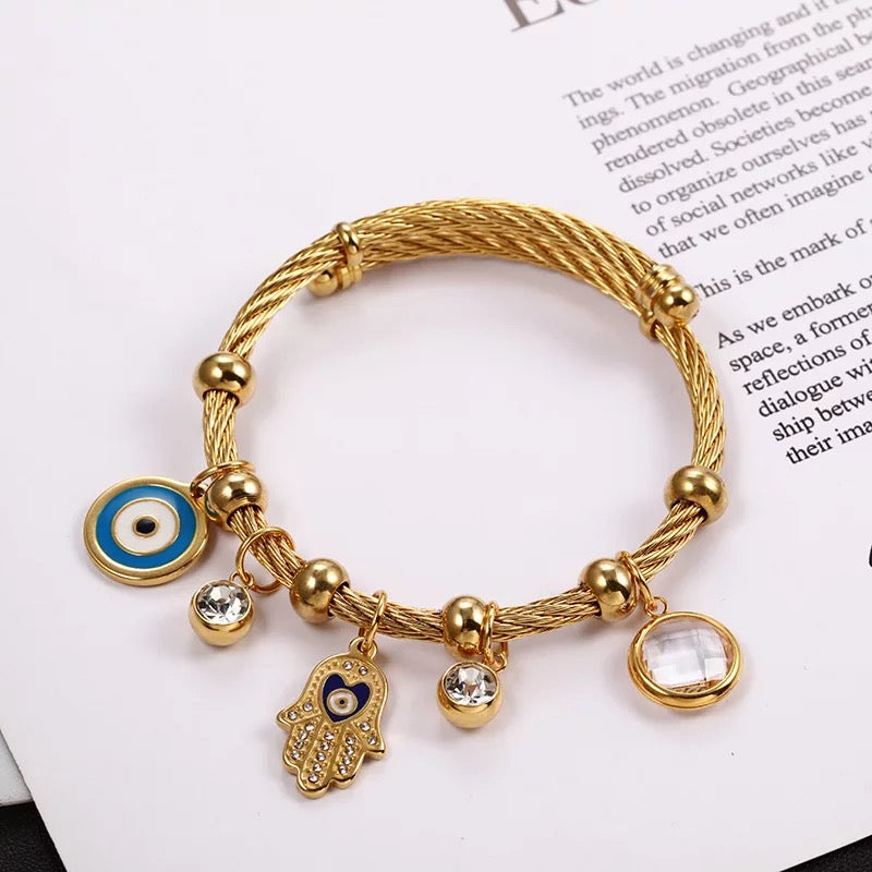 Lucky evil eye bracelet with gold plated