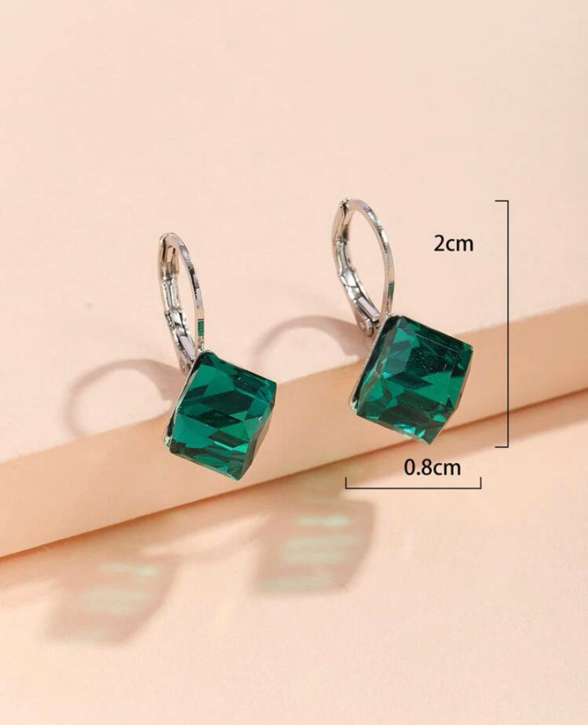 Crystal clear green hoop earrings