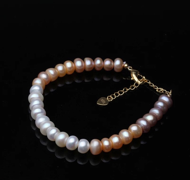 100% real freshwater multi color pearl bracelets.