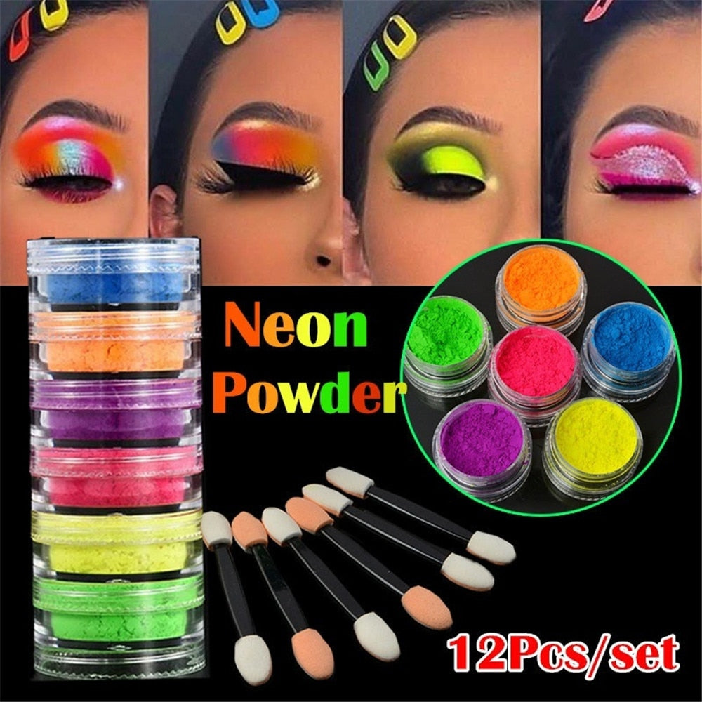 6 colors Mix/set Neon Loose Powder Eyeshadow Pigment Matte  Eye Shadow