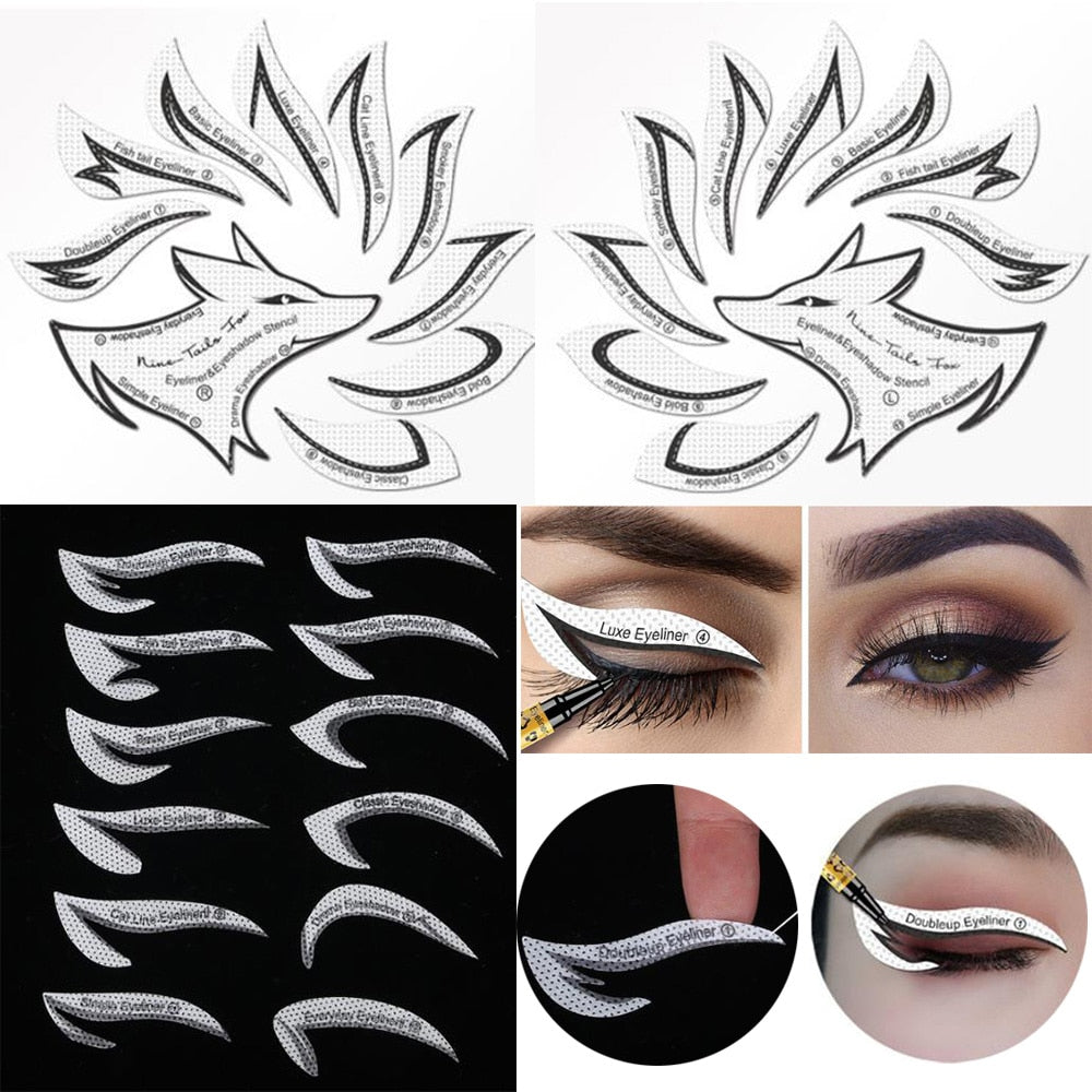 24 Pcs Eyeliner Stencils Eye Makeup Non-Woven Eyeliner Eyeshadow Tools